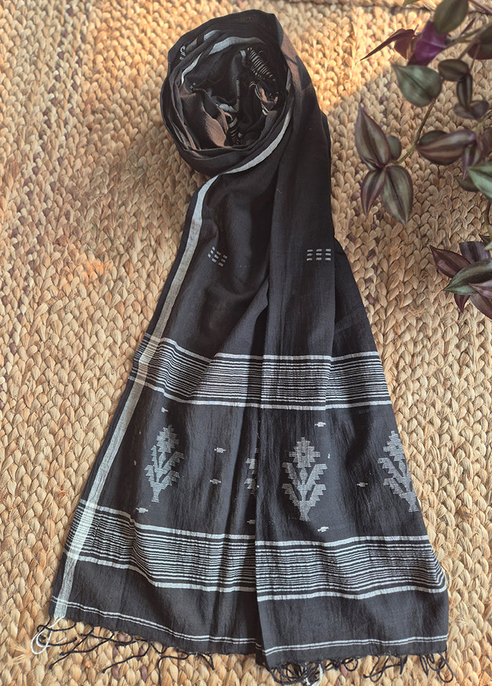 Black Jamdani Dupatta With Tree Motif