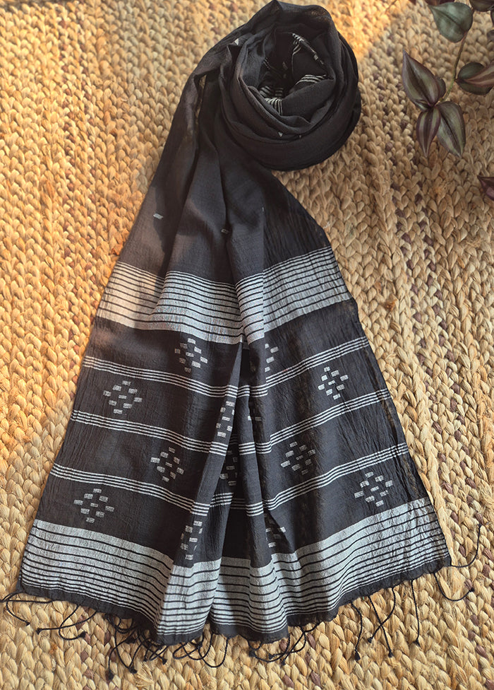 Black Jamdani Dupatta With Small Weaves