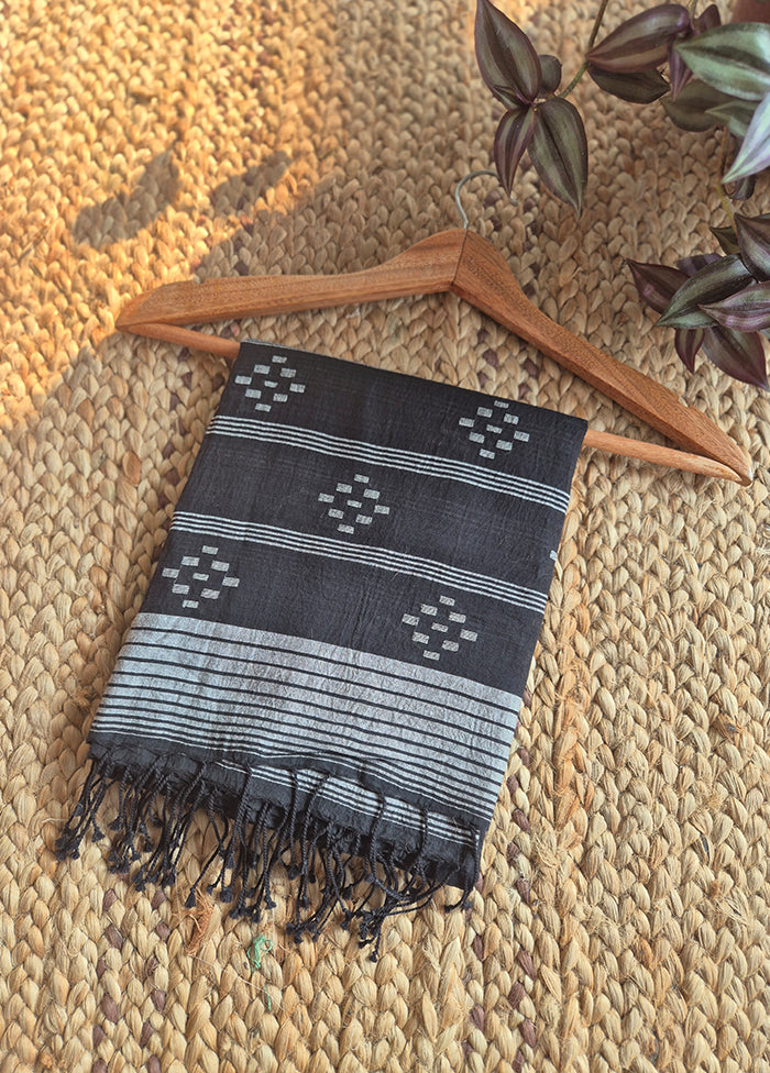 Black Jamdani Dupatta With Small Weaves