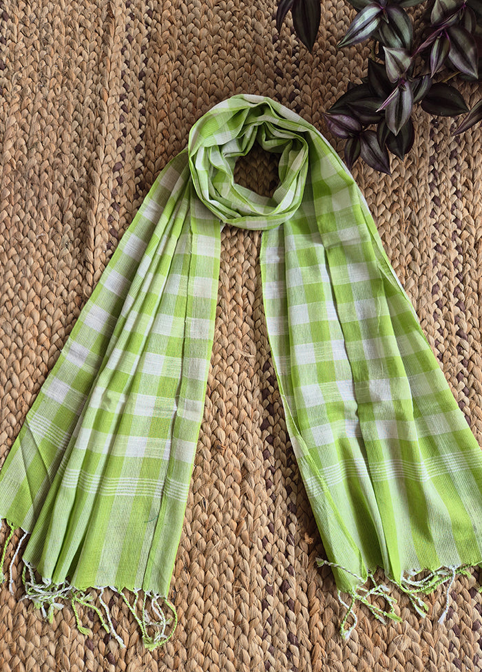 Green And White Checkered Mul Dupatta