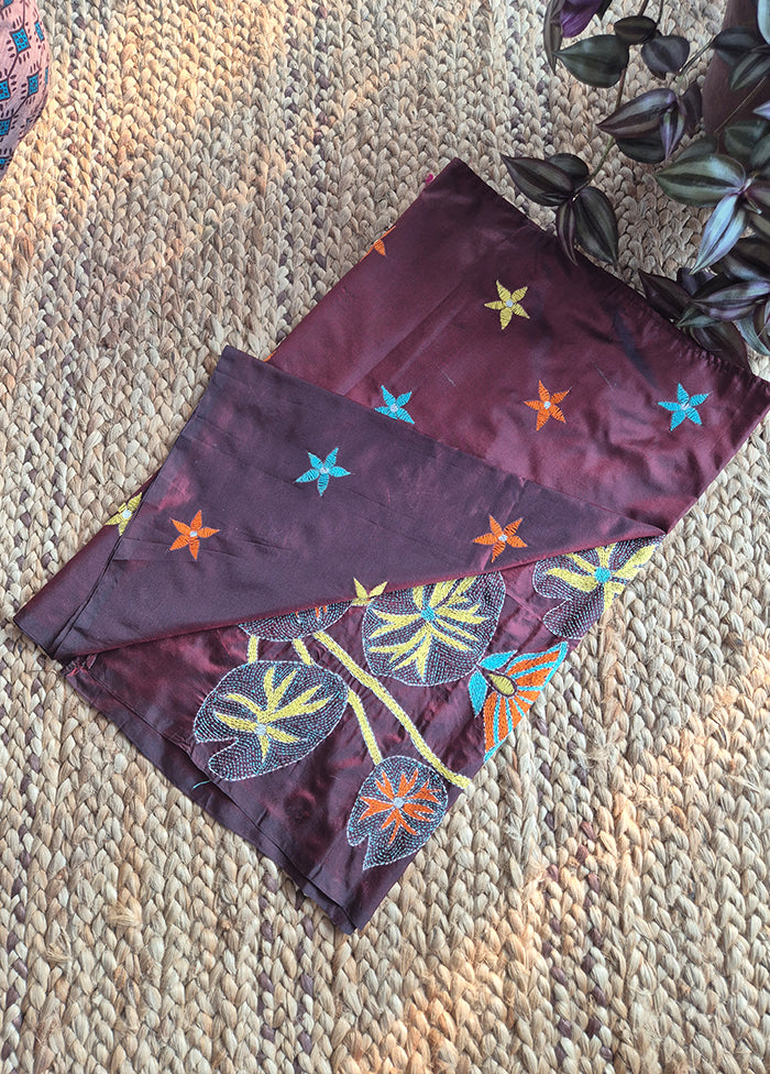 Dark Magenta Pure Kantha Stole