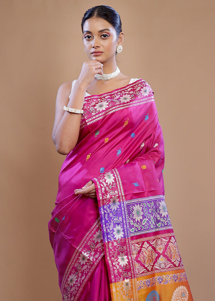 Pink Pure Swarnachuri Silk Saree With Blouse Piece