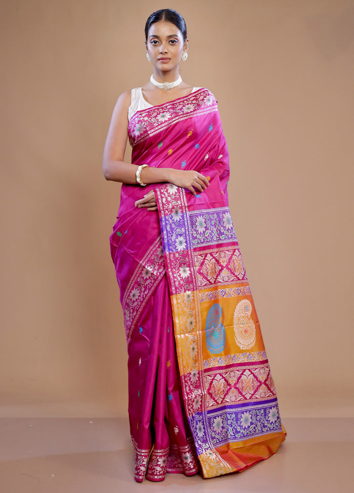 Pink Pure Swarnachuri Silk Saree With Blouse Piece