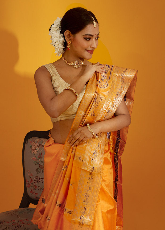 Buy RATAN Printed Daily Wear Pure Cotton Yellow Sarees Online @ Best Price  In India | Flipkart.com