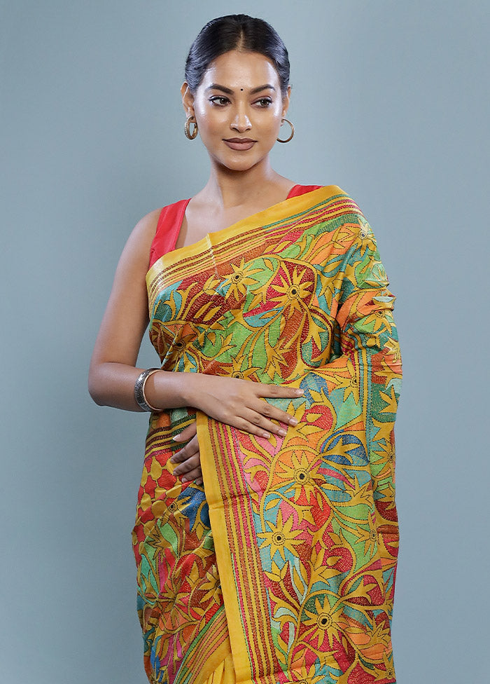 Nakshi Kantha Sari | Joie de vivre in this saree with stunning floral  motifs | Kantha sari, Kantha, Kantha sarees