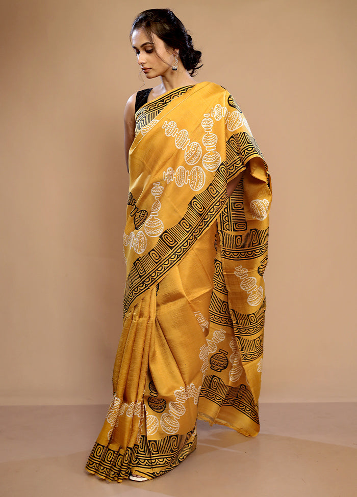 Desi to Desi tussar floral printed pure silk saree - Byhand I Indian Ethnic  Wear Online I Sustainable Fashion I Handmade Clothes